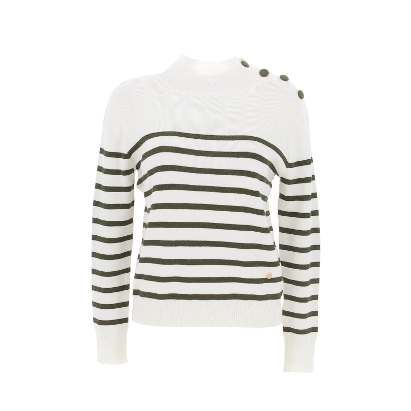 Pull rayé asha kaki écru femme - La Petite Etoile