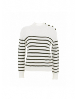 Pull rayé asha kaki écru femme - La Petite Etoile
