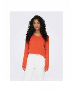 Pull col v ella piumo orange femme - Only