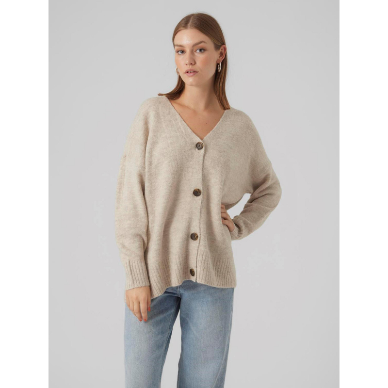 Gilet cardigan oversize lefile beige femme - Vero Moda