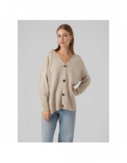 Gilet cardigan oversize lefile beige femme - Vero Moda