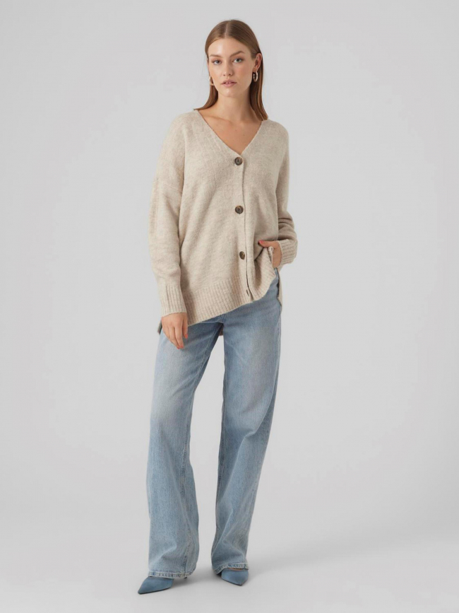 Gilet cardigan oversize lefile beige femme - Vero Moda