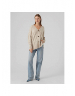 Gilet cardigan oversize lefile beige femme - Vero Moda