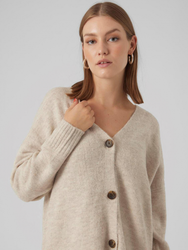 Gilet cardigan oversize lefile beige femme - Vero Moda