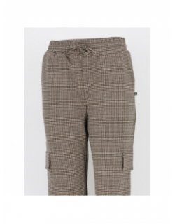 Pantalon à carreaux cargo beige fille - Le Temps Des Cerises