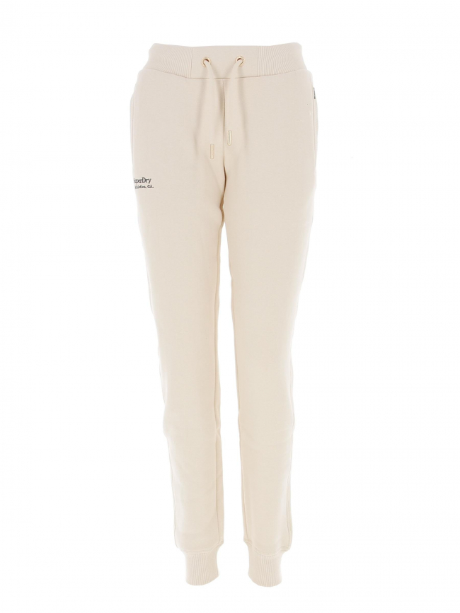 Jogging polaire essential logo beige femme - Superdry