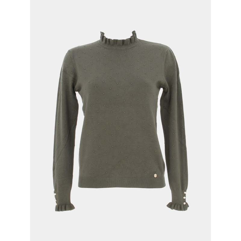 Pull à pois relief solferinos kaki femme - La Petite Etoile