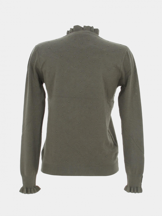 Pull à pois relief solferinos kaki femme - La Petite Etoile