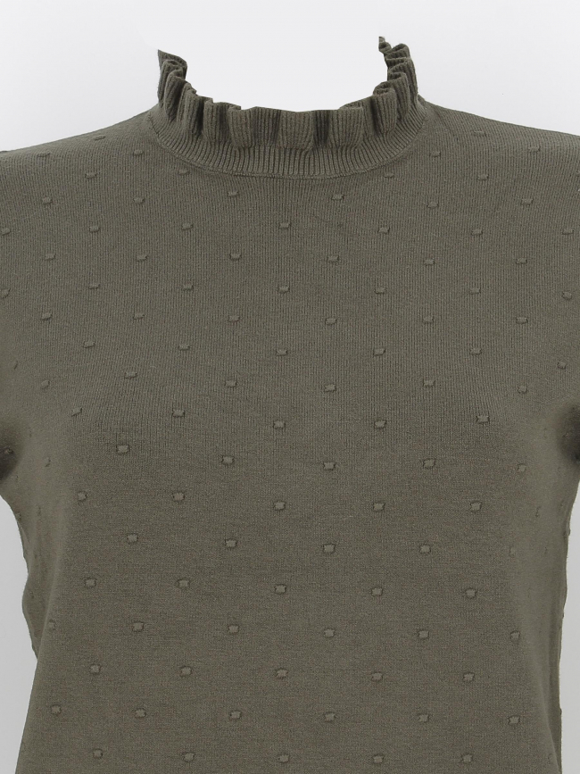 Pull à pois relief solferinos kaki femme - La Petite Etoile