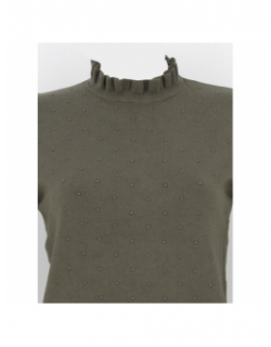Pull à pois relief solferinos kaki femme - La Petite Etoile