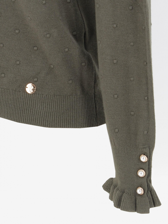 Pull à pois relief solferinos kaki femme - La Petite Etoile