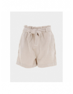 Short en velours côtelé ceinture viola beige femme - Only