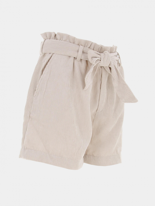 Short en velours côtelé ceinture viola beige femme - Only