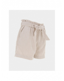 Short en velours côtelé ceinture viola beige femme - Only