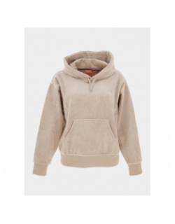 Sweat à capuche en velours boxy beige femme - Superdry