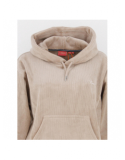 Sweat à capuche en velours boxy beige femme - Superdry