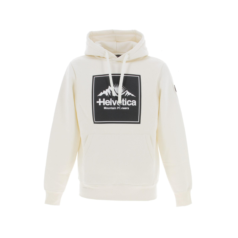 Sweat à capuche molleton logo blanc homme - Helvetica