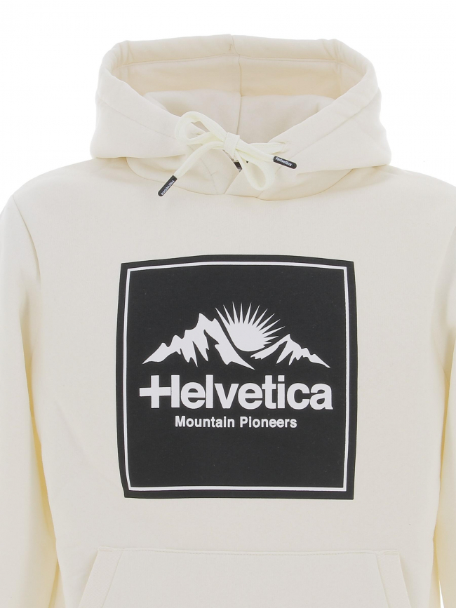 Sweat à capuche molleton logo blanc homme - Helvetica