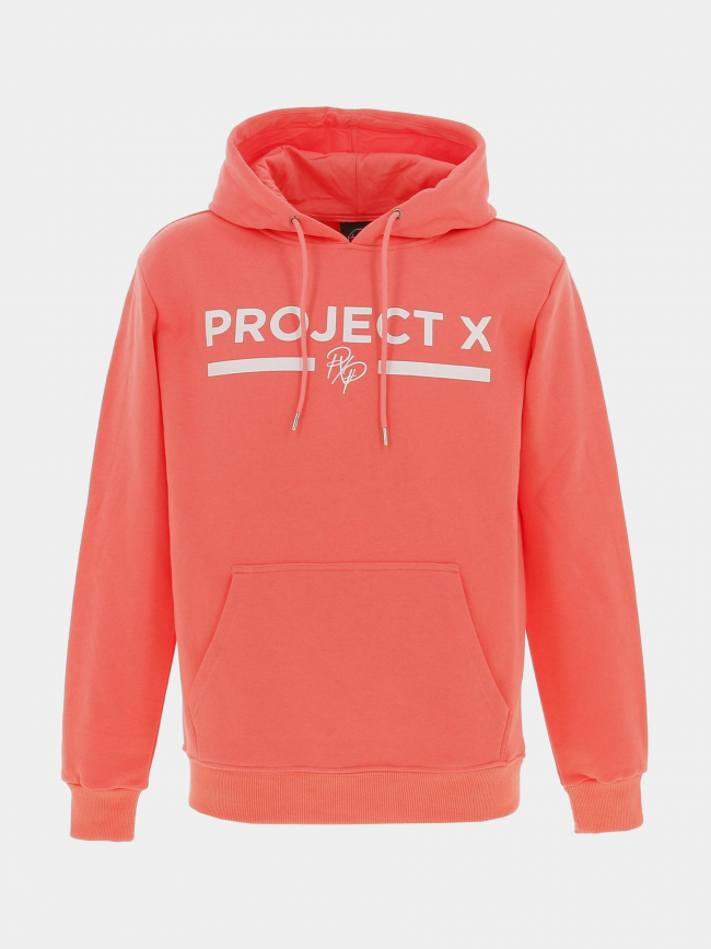 Sweat à capuche logo uni rose homme - Project X Paris