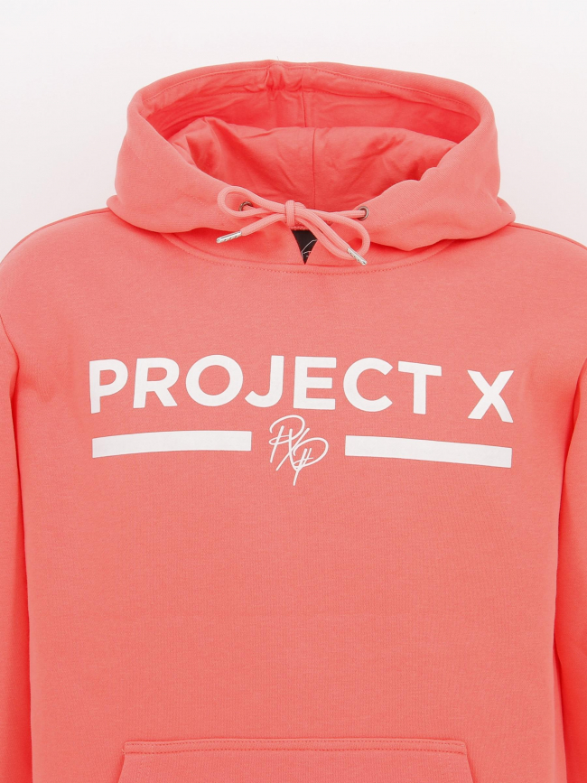 Sweat à capuche logo uni rose homme - Project X Paris