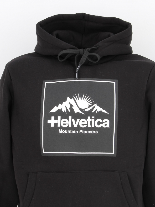 Sweat à capuche molleton logo noir homme - Helvetica