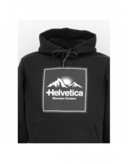 Sweat à capuche molleton logo noir homme - Helvetica