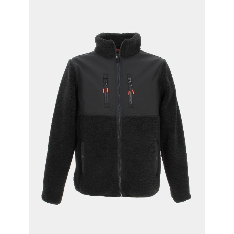 Veste bi-matière sherpa center noir homme - Deeluxe