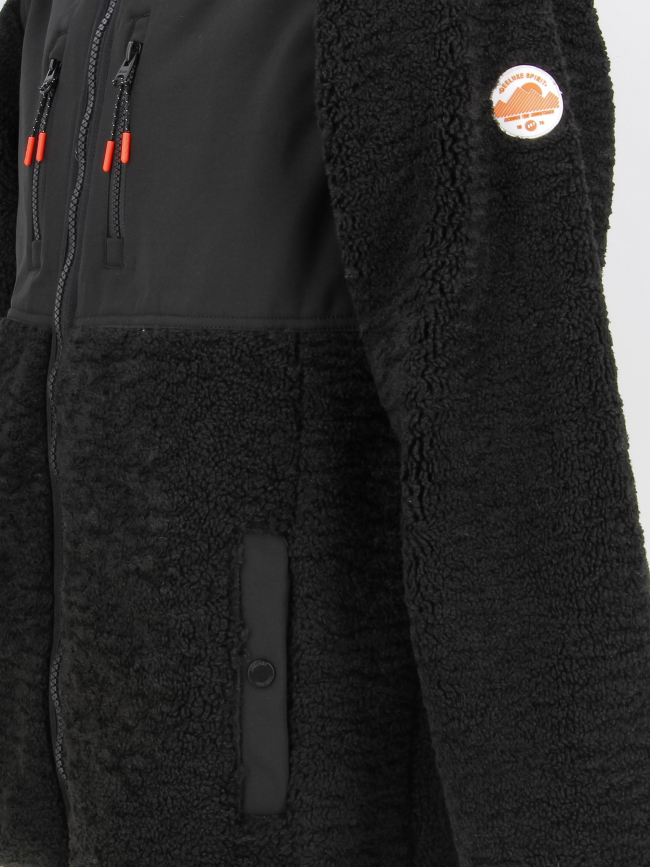 Veste bi-matière sherpa center noir homme - Deeluxe