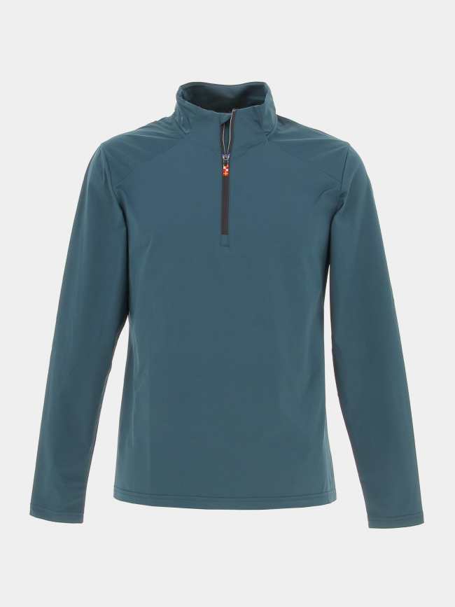 T-shirt col zippé running avec poche vert homme - Rukka