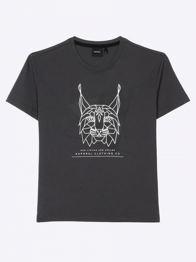 T-shirt motif lynx gris garçon - Kaporal