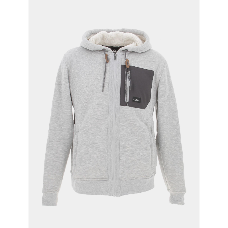 Sweat zippé doublé sherpa out there gris homme - Quiksilver