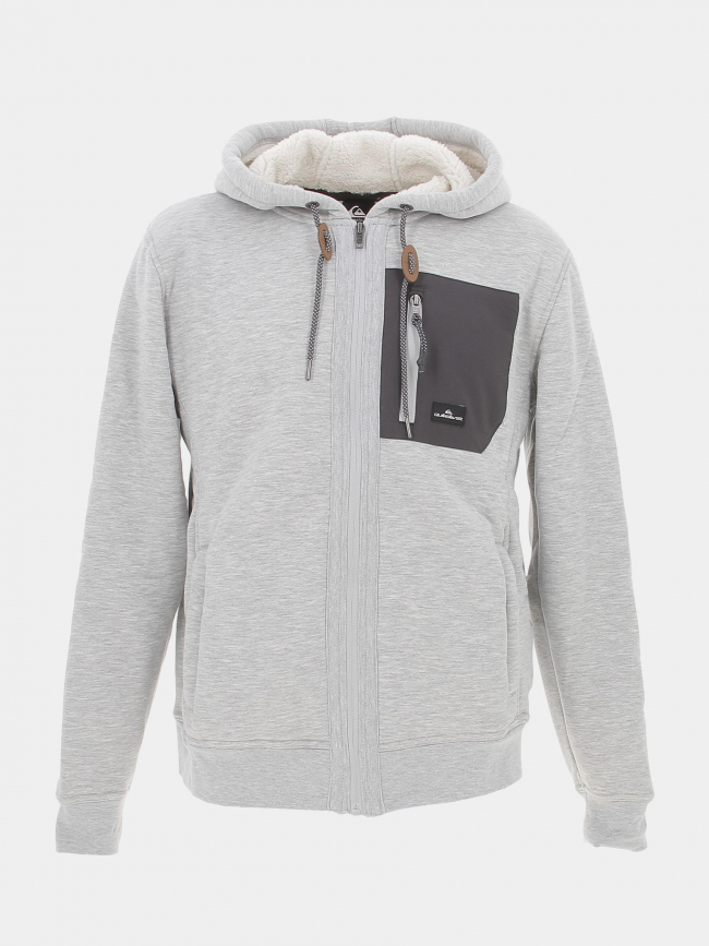 Sweat zippé doublé sherpa out there gris homme - Quiksilver