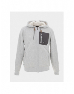 Sweat zippé doublé sherpa out there gris homme - Quiksilver