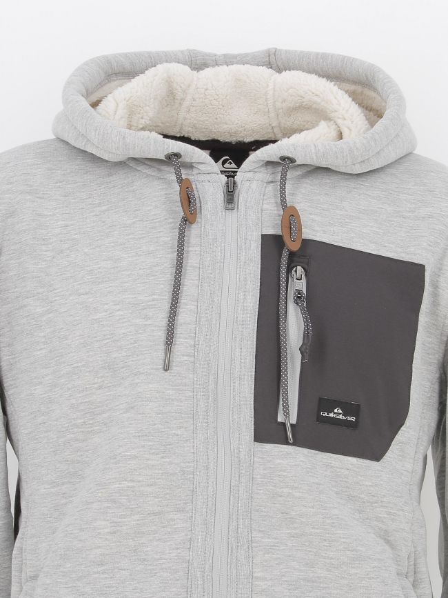 Sweat zippé doublé sherpa out there gris homme - Quiksilver