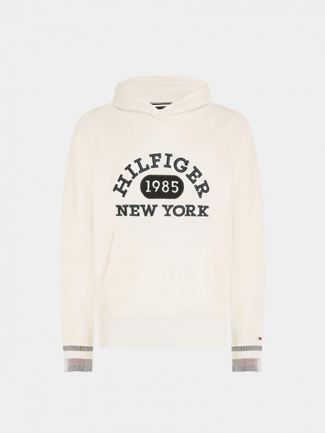 Sweat à capuche monotype collegiate blanc homme - Tommy Hilfiger