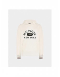 Sweat à capuche monotype collegiate blanc homme - Tommy Hilfiger