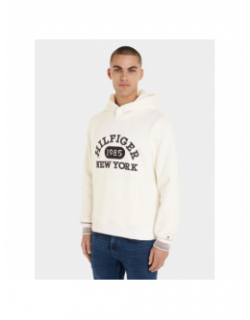 Sweat à capuche monotype collegiate blanc homme - Tommy Hilfiger