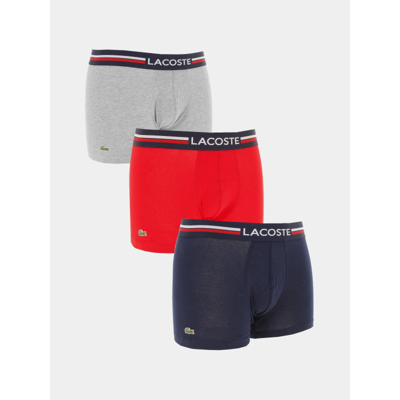 Pack de 3 boxers courts rouge gris bleu marine homme - Lacoste