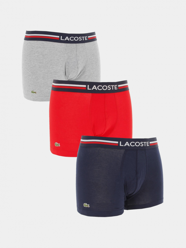 Pack de 3 boxers courts rouge gris bleu marine homme - Lacoste