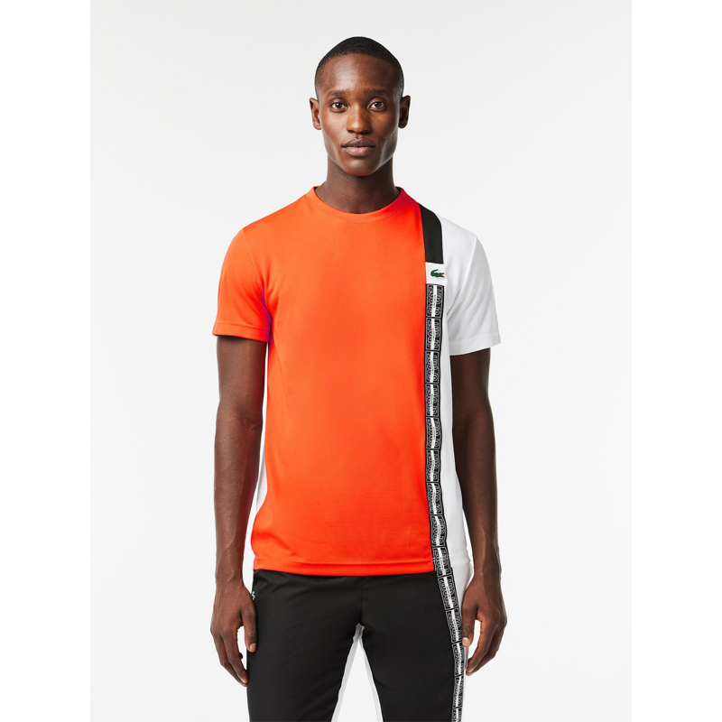 T-shirt tennis performance blanc orange homme - Lacoste