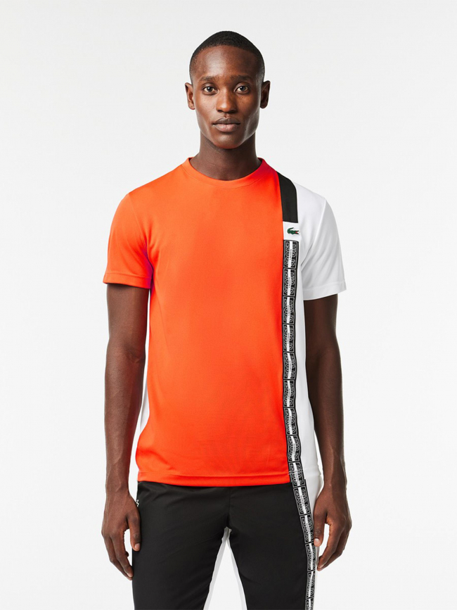 T-shirt tennis performance blanc orange homme - Lacoste