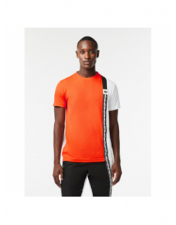 T-shirt tennis performance blanc orange homme - Lacoste