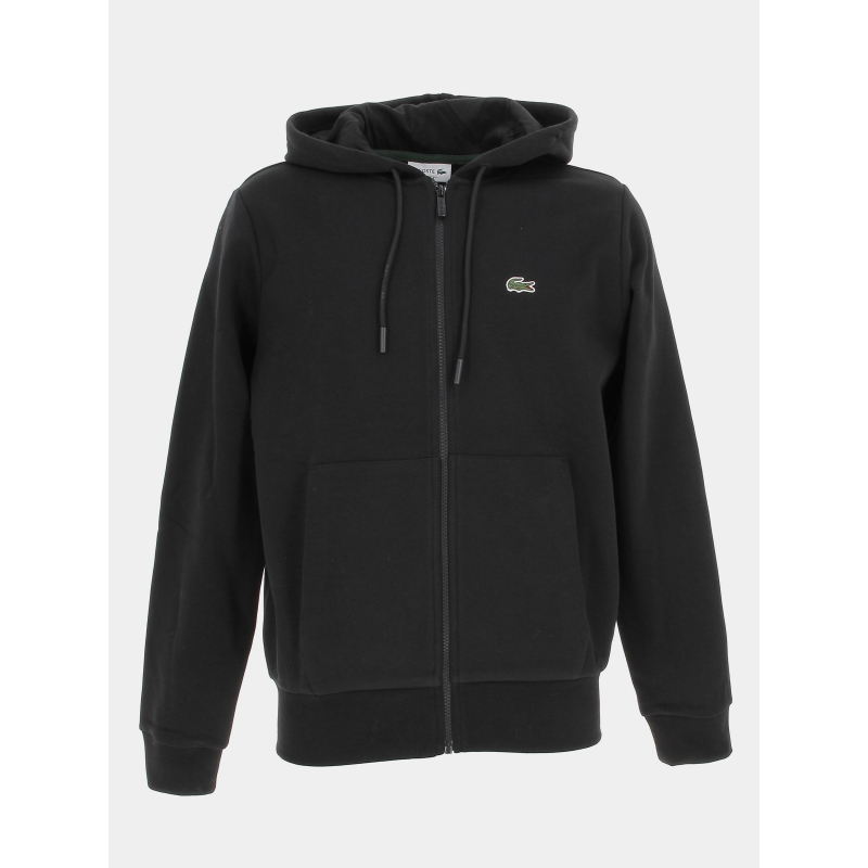 Sweat à capuche zippé uni cap noir homme - Lacoste