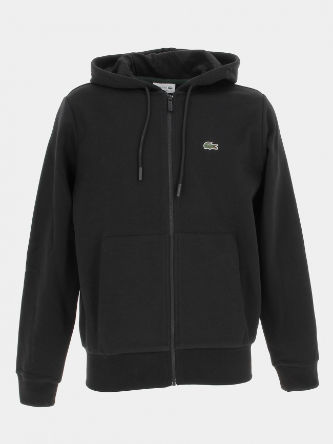 Sweat à capuche zippé uni cap noir homme - Lacoste