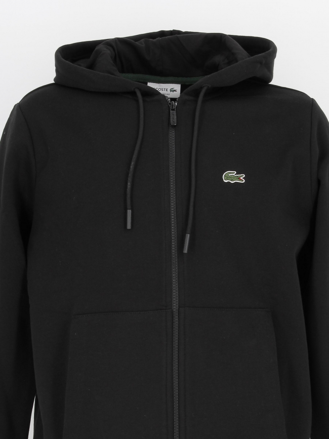 Sweat à capuche zippé uni cap noir homme - Lacoste