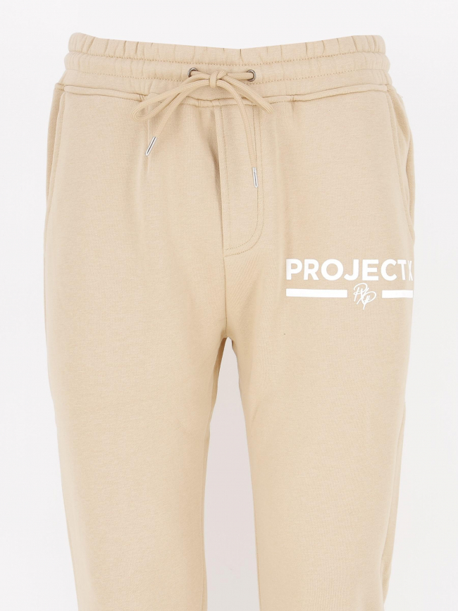 Jogging uni logo rib beige homme - Project X Paris