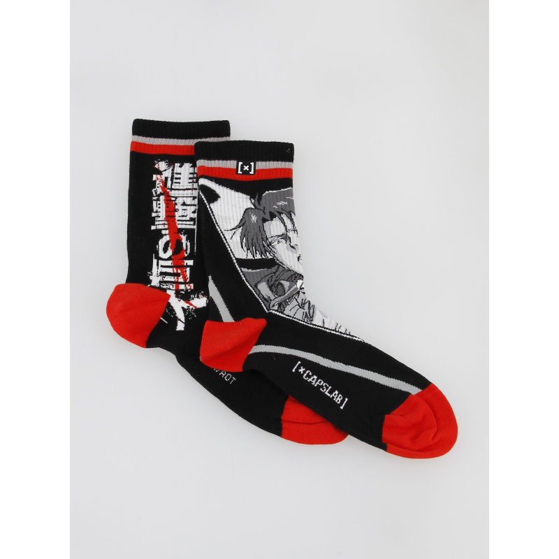 Chaussettes dépareillées attaque des titans noir rouge - Capslab