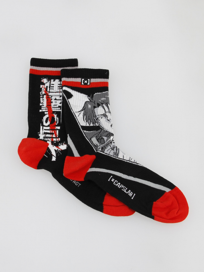 Chaussettes dépareillées attaque des titans noir rouge - Capslab