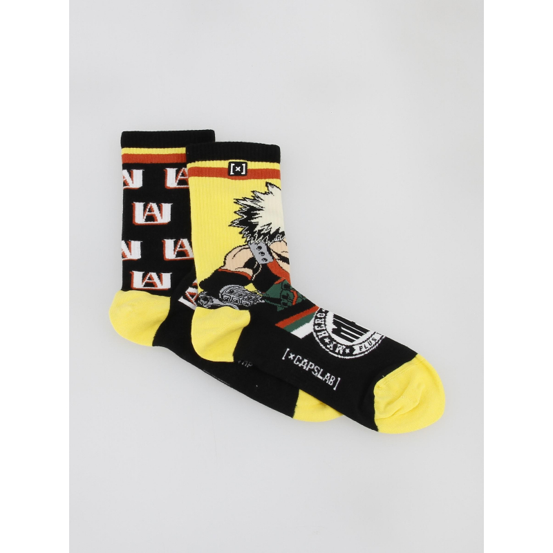 Chaussettes dépareillées hero academia noir jaune - Capslab