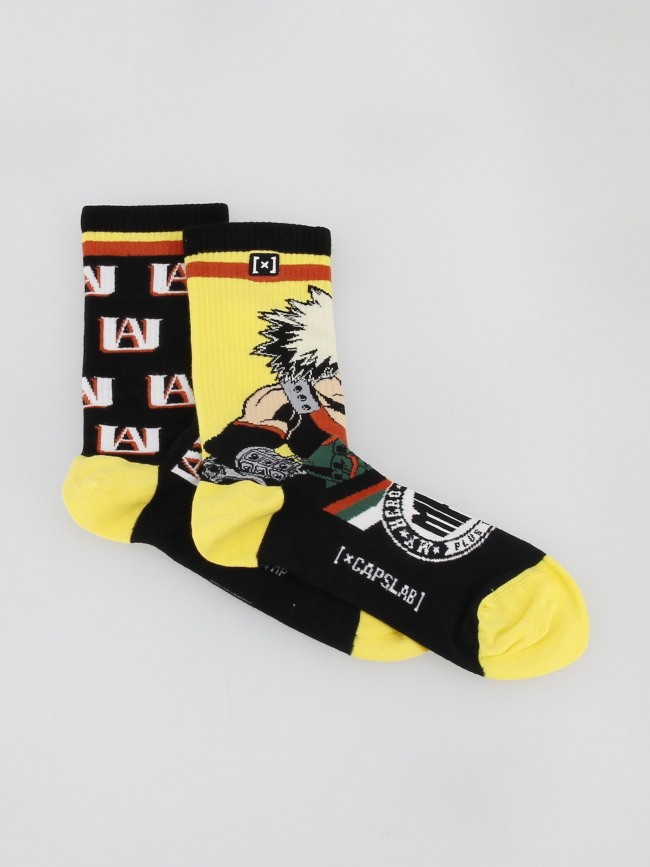 Chaussettes dépareillées hero academia noir jaune - Capslab